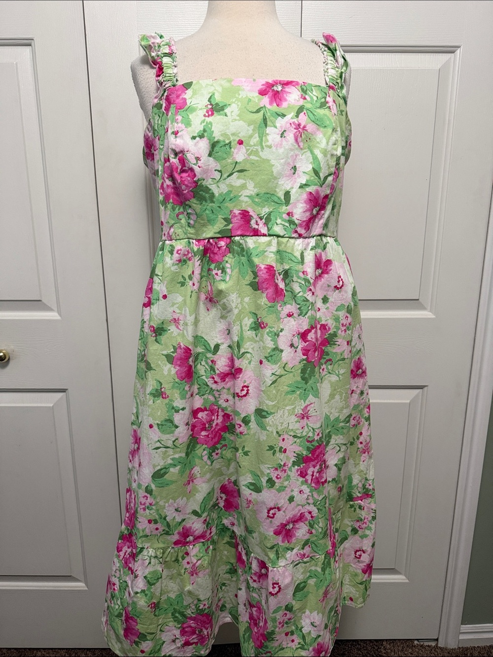 torrid Pink & Green Floral Ruffle-Strap Sundress
